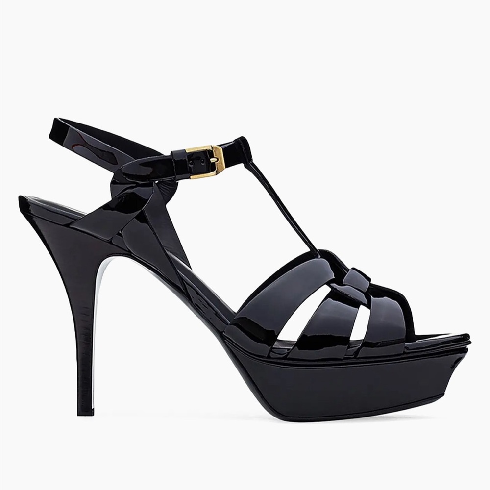 Saint Laurent Tribute Platform Sandals in patent Leather
